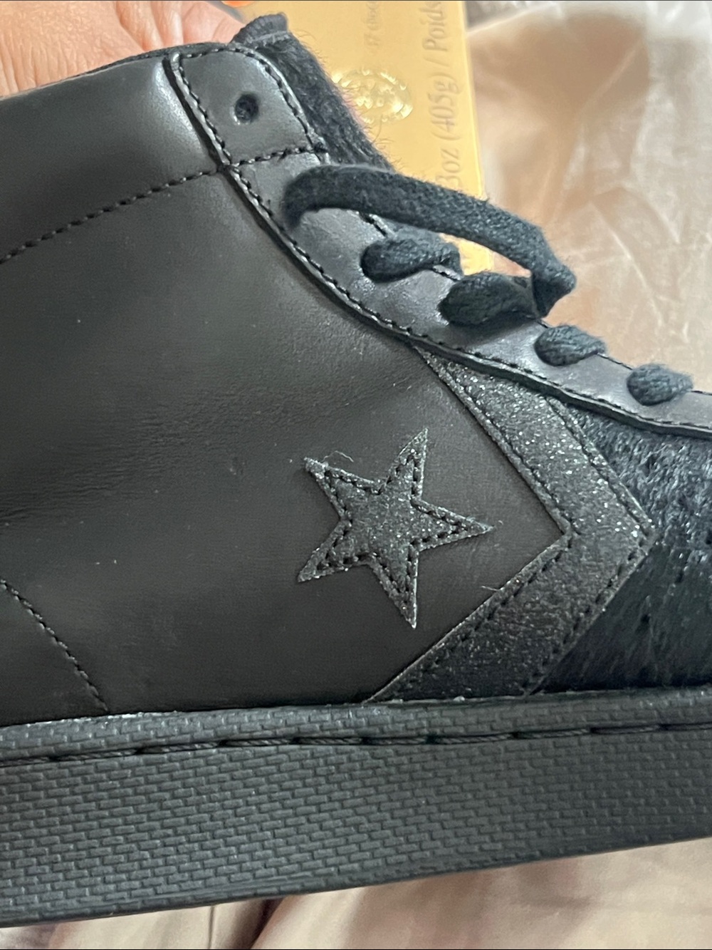 Converse Black Pony Hair Leather Lace-Up High-Top Boots